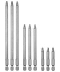 Nine Piece Square Head Screwdriver Bits Set With Quarter Inch Hex Shank Magnetic S2 Steel For Pocket Hole Jig And Electric Drill Dope