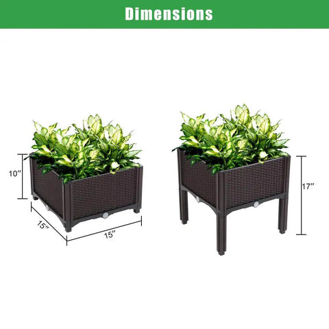 Raised Garden Beds Planter Box Set Of 2 With Self Watering Design Plastic Planter dimensions with plants indoors or outdoors