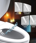 Left Side Elongated Bidet Toilet Seat With Dual Nozzles, T Adapter And Bottle, adjustable water pressure, self-cleaning