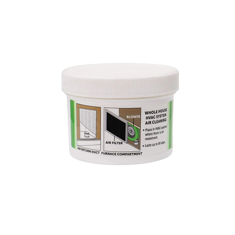 Duct Fresh Gel Odor Eliminator For HVAC Systems, Non Toxic Deodorizer And Cleaner, illustrated instructions on white container