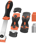 Three Pack Razor Blade Scraper Set With 60 Blades Long Handle Double End Plastic Scrapers And Metal Blades For Glass Windows Cooktops