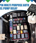 Heavy Duty 5 Pin 12 Volt 30 Amp Automotive Relay 2 Pack Bullet Proof Multi Purpose Car Switch For Fuel Pump Cooling Fan Weather Resistant Rig Ready Swap Street Rated Underhood Electrical Part mounted in vehicle fuse box.