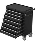 Rolling Tool Chest With Seven Drawers On Wheels, Metal Lockable Tool Storage Cabinet With Swivel Casters And Brakes, Heavy Duty Toolbox For Garage, Workshop, Warehouse Or Repair Shop, Black