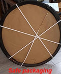 Back view of Huge 30 Inch Solid Wood Lazy Susan Turntable For Dining Tables Heavy Duty Rotating Tray With Smooth Spin Eco Friendly Teak Finish Ideal For Home Kitchen Hotels And Restaurants 100cm Diameter in safe packaging