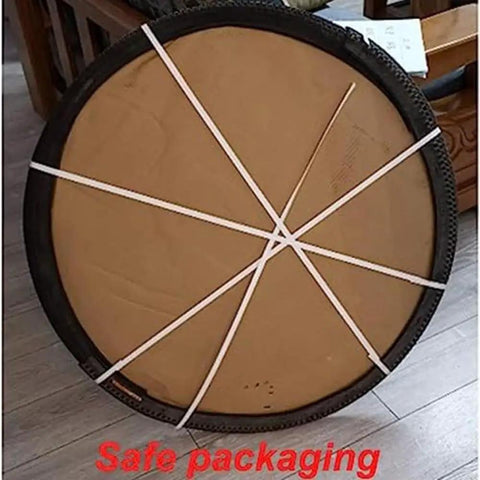 Back view of Huge 30 Inch Solid Wood Lazy Susan Turntable For Dining Tables Heavy Duty Rotating Tray With Smooth Spin Eco Friendly Teak Finish Ideal For Home Kitchen Hotels And Restaurants 100cm Diameter in safe packaging