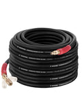 100 Ft Heavy Duty Rubber Air Hose 1 Quarter Inch Diameter With Reinforced Lining, Kink Resistant, coiled with brass fittings