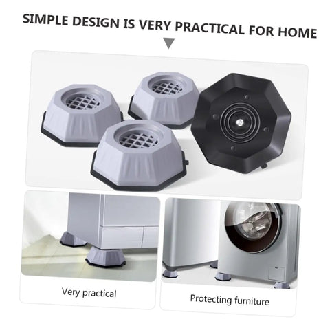 Anti Slip Washing Machine Heightening Pads For Washer And Dryer Vibration Isolation Floor Mats shown in use on appliances