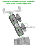 Composite Double Socket Swivel Arm 3.7 Inch Aluminum Mounting Arm Dual 20mm Socket Ends Fits 20mm Attachment Ball For Vehicle GPS Mount Durable For Rugged Use With Lifetime Warranty, 20mm ball head