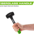 3 Lb Drilling Hammer With 10 Inch Fiberglass Handle And Drop Forged Heads Rubber Grips For Comfort Non Slip Grip Bright Green Visibility Handle Hole For Lanyard Heavy Duty Tool For Demolition And Framing