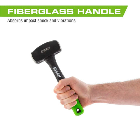 3 Lb Drilling Hammer With 10 Inch Fiberglass Handle And Drop Forged Heads Rubber Grips For Comfort Non Slip Grip Bright Green Visibility Handle Hole For Lanyard Heavy Duty Tool For Demolition And Framing