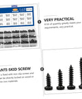 450 Piece Black PA Cross Head Round Self Tapping Screws Kit For Electronics And Furniture Repairs with sorted compartments