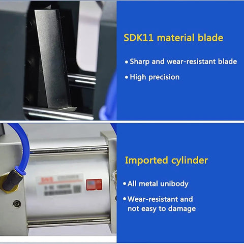 Close-up of SDK11 material blade and imported cylinder in Heavy Duty Pneumatic Cable Cutter For 1-120 Square Lines.