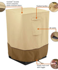 Veranda Water Resistant 21 Inch Outdoor Fire Column Cover With Gardelle Fabric System Weatherproof Shield features descriptions.