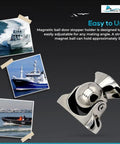 Magnetic Ball Door Stopper With 316 Stainless Steel Soft Catch, polished finish, suitable for boats and marine environments.