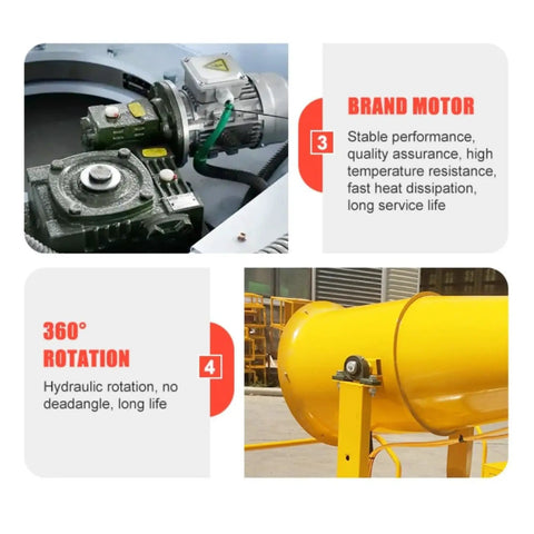 Industrial Fog Cannon System with brand motor and 360° rotation for infrastructure development and road maintenance projects