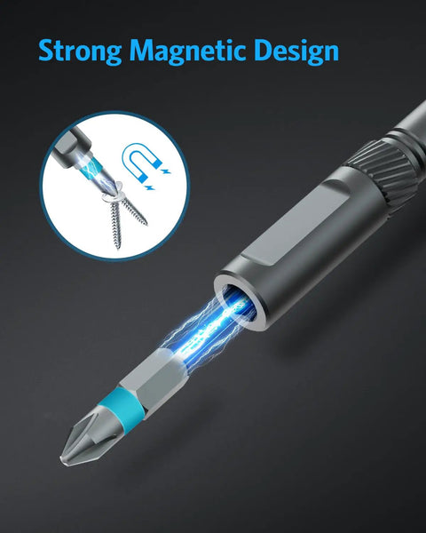 24 In 1 Magnetic Screwdriver Set With Mini Ratchet Handle And Detachable Ratchet Includes 24 S2 Magnetic Bits strong magnetic