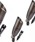 Solid Brass Outdoor LED Spotlight 4 Pack For Landscape Lighting With Adjustable Knuckle And Glare Guard Durable Bronze Finish