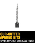 DEWALT countersink drill bit, silver metal, front view