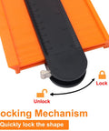 Close-up of the 10 Inch Contour Gauge Duplicator with Lock showing the locking mechanism for precise layout and shape copying.
