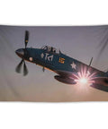 World War II Aircraft Airplane Print Large Polyester Wall Tapestry with Installation Kit for bedroom or living room decor.