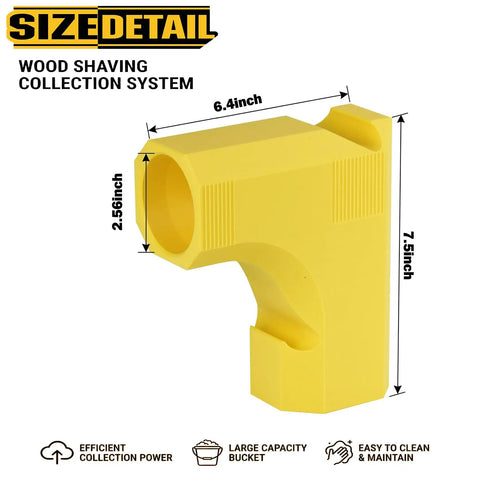 Table Saw Dust Collector Adapter 2.56 Inch ID Fit For Quick Easy Sawdust Cleanup Dual Integrated Hooks Yellow