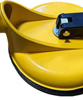 Close-up of Floor Gap Fixer Tool With Suction Alignment, yellow with black clamp, for Laminate Vinyl Wood and Tile Flooring.