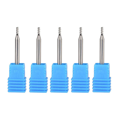 Beefed Up Aluminum End Mills Set One Eighth Inch Shank One Sixteenth Inch Cutting Diameter Upcut Three Flutes Router Bits For Aluminum And Non Ferrous Metals One And A Half Inch Overall Length Five Piece Pack