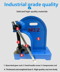 Badass Heavy Duty 2 Ton Manual Arbor Press With Reversible Plunger Cast Iron Desktop Stamping Bending Stretching Press close-up view with highlighted features.