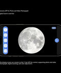 WiFi Telescope Electronic Eyepiece With 2.8 Inch Screen FHD Video shows the moon on display for clear observation and easy night sky shots.