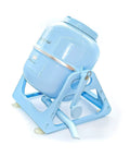 Compact Manual Portable Washing Machine For Apartments And Rvs No Hookups Required Countertop Mini Clothes Washer Fast Fresh Threads Spin Cycle For Tiny Homes And Everyday Laundry Needs Blue, side view on stand.