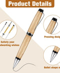 Six Pack Woodturning Pen Kit With Refills Twist Pens For DIY Lathe Turning Black And Silver Set with detail focus
