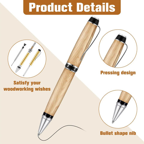 Six Pack Woodturning Pen Kit With Refills Twist Pens For DIY Lathe Turning Black And Silver Set with detail focus