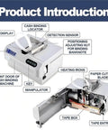 Speedy Banknote Bundling Machine for Cash, Receipts, and Cards with labeled display features