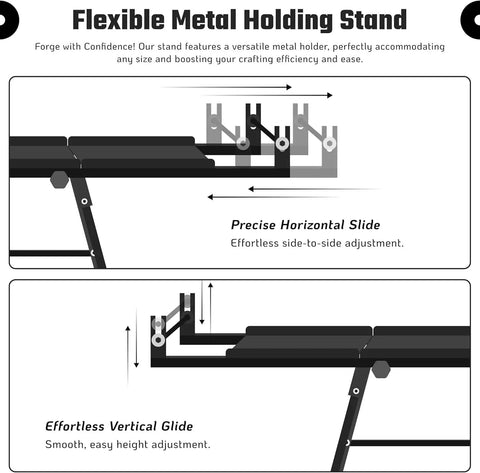Heavy Duty Blacksmith Forge Stand For Single, Double, And Three Burner Kits Heat Resistant Steel Propane Forge Stand For Blacksmith Starter Kit 36 Inch Tool Stand with adjustable metal holder.