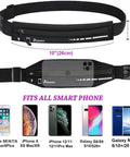 Slim Running Belt For Women And Men, No Bounce Fanny Pack Phone Holder with dimensions 10x1.6 inches, fits all smartphones