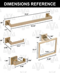 Slick Black And Brushed Gold 5 Piece Bathroom Hardware Set dimensions with towel bar ring holder and hook sizes