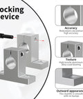 Go-To Four Pack SK10 Linear Shaft Rail Support Brackets, 10mm Diameter, Vertical Guide For CNC Machines And 3D Printers, Aluminum Finish With Oxidation Treated Surface, Includes M4 Locking Bolt And M5 Clamping Bolt, 32mm Hole Spacing; aluminum shaft bracket with locking device