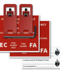 Red Fire Alarm Breaker Lockout Kit With Lock And Tag, Two Complete Sets For Fire Panel Safety, Prevent Accidental Shutdown, Includes Lock Tab, Screw, 8-32 Hex Key And Label Stickers displayed