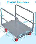 Heavy Duty Steel Panel Truck Cart Built Like A Tank With 2000 Lbs Capacity And Six Inch Smooth Wheels dimensions shown