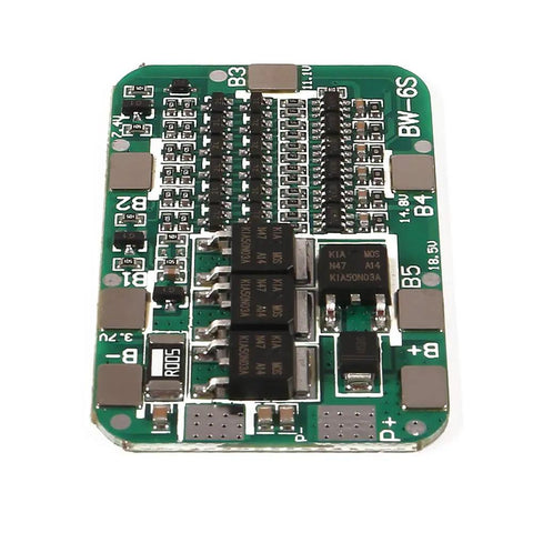 Heavy Duty 6S 24V BMS For Lithium Ion 18650 Battery Packs No Stress Protection Board 15A Continuous Current close-up view.