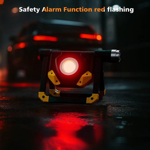 2 Pack 2500LM Magnetic Rechargeable Work Light With 360 Degree Rotating Stand And Foldable Design, red safety alarm mode