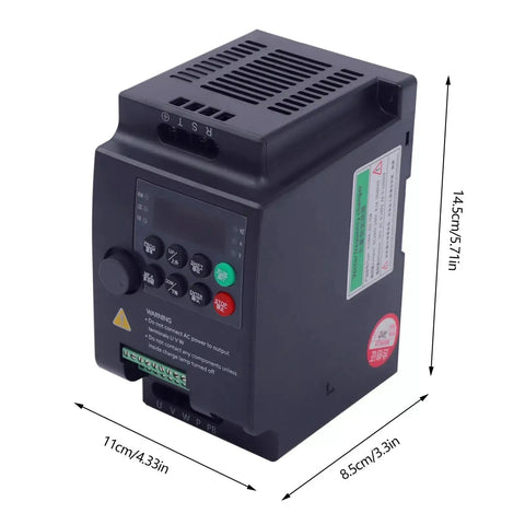 Powerful 750W 1HP Three-Phase Variable Frequency Drive VFD Inverter for 220V Motors, Smooth Start and Precise Speed Control, PLC Ready, Ideal for DIY CNC HVAC and Machinery, Model YL568K, black unit 14.5cm tall