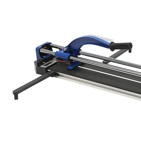 Close-up of Built Like A Tank 24 Inch Manual Tile Cutter For Porcelain And Ceramic Tiles featuring dual rails and ruler.