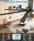 96 Inch HVLS Industrial Ceiling Fan With Over 18,000 CFM in living room, 8 aluminum blades, black, DC motor