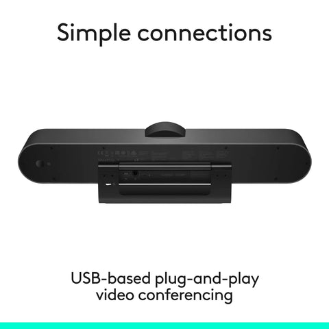 Back view of 4K Video Conference Camera Rig With Three Built In Mics And 120 Degree Lens For Small Meeting Rooms Smooth Plug And Play Design.