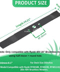 Diagram of 20 Inch Lawn Mower Replacement Blade For Ryobi 40V Brushless RY40180 RY40190 RY401110 Not For Cross Cut Models Ships Unsharpened