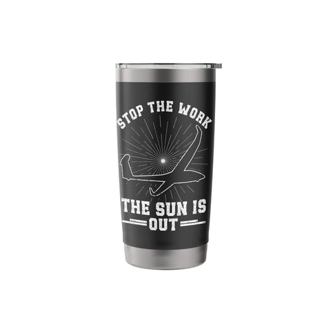 Fly High Sailplane Themed Stainless Steel Insulated Tumbler For Glider Enthusiasts And Aviation Fans Keeps Drinks Cold On Long Flights And Ground Sessions with glider silhouette design