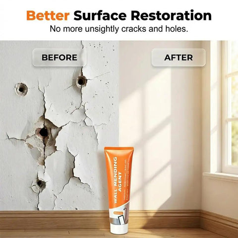 All In One Wall Patch Repair Kit With Scraper And Quick Dry Putty For Holes And Cracks, Multi Functional Drywall Filler Paste, before and after use on wall
