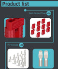 Top Shelf 10 Piece Battery Cable Connectors Rated For 600 Volts And 50 Amps Heavy Duty showing red quick connect plugs and pin terminals.