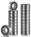 608-2RS ball bearings set, front view with rubber-sealed steel bearings in stacked columns